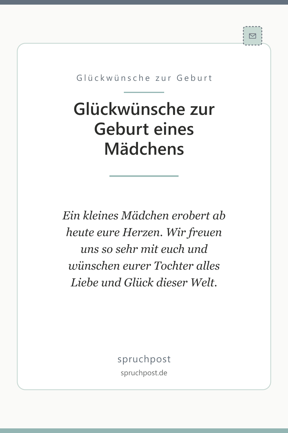 Spruchbild: Glückwünsche zur Geburt eines Mädchens