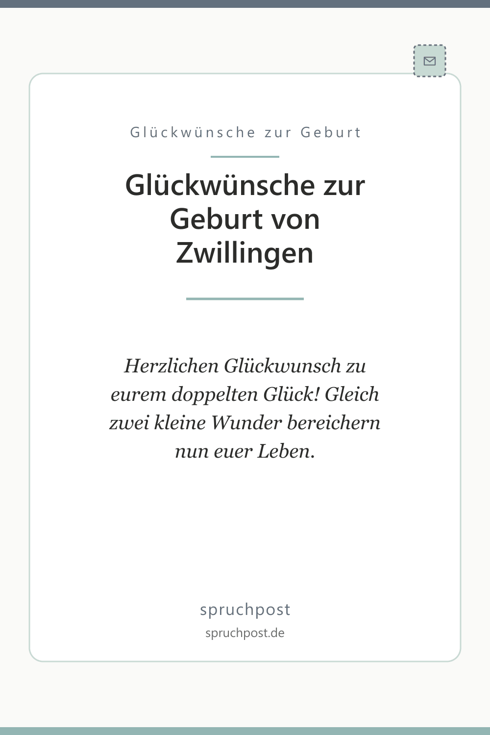 Spruchbild: Glückwünsche zur Geburt von Zwillingen