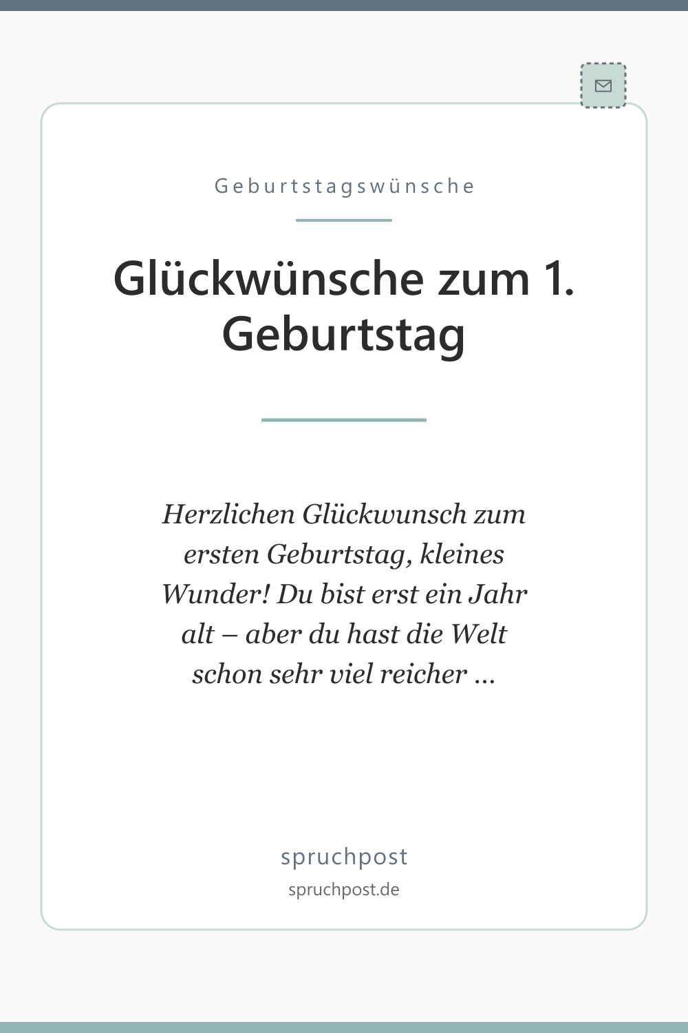 Spruchbild: Glückwünsche zum 1. Geburtstag