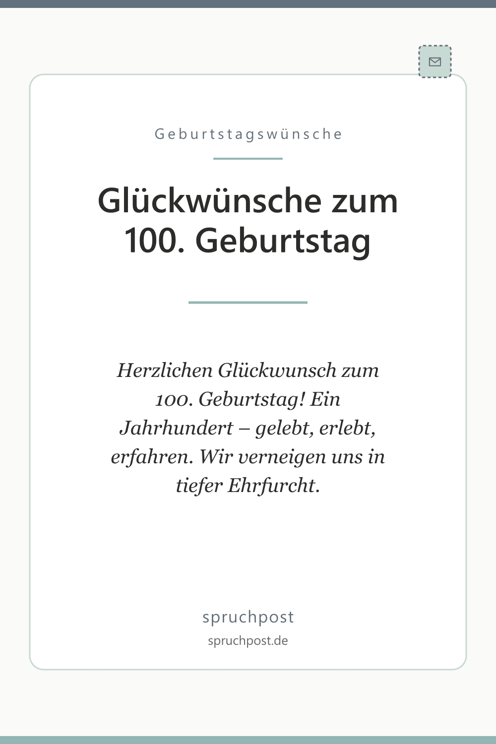 Spruchbild: Glückwünsche zum 100. Geburtstag