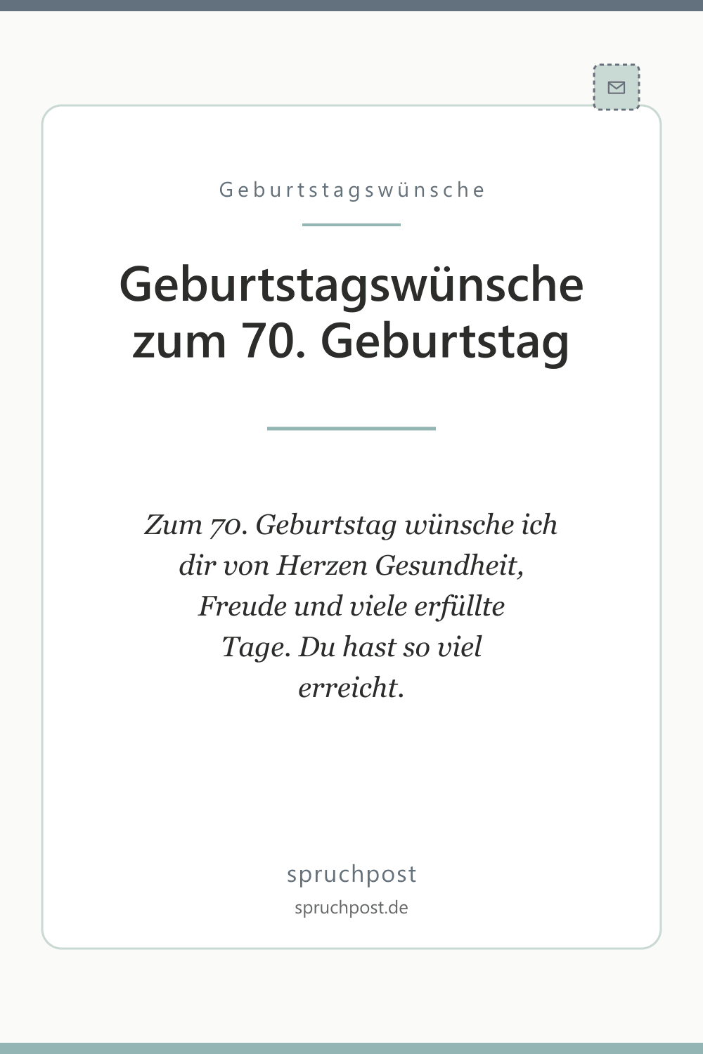 Spruchbild: Geburtstagswünsche zum 70. Geburtstag
