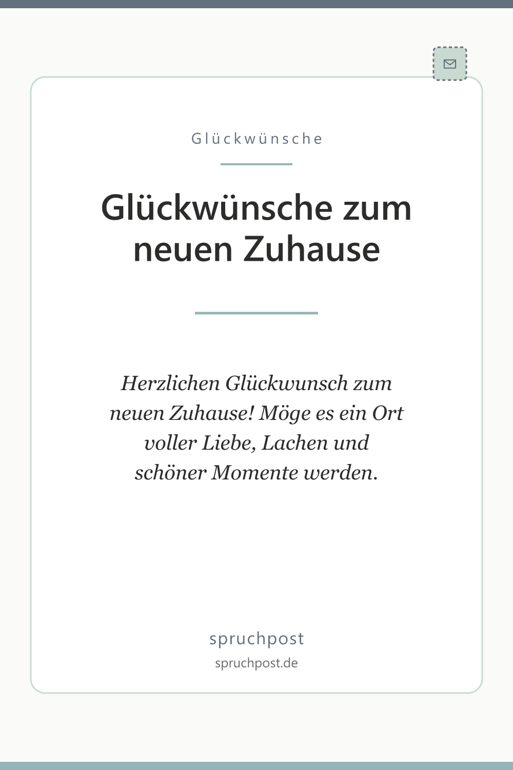 Spruchbild: Glückwünsche zum neuen Zuhause