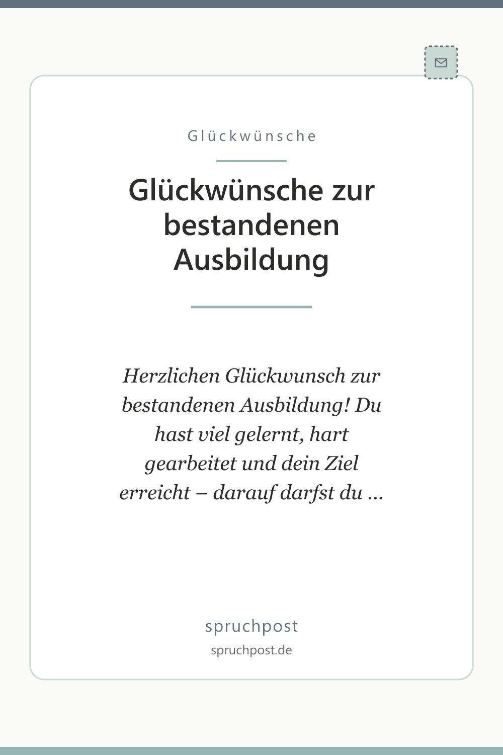 Spruchbild: Glückwünsche zur bestandenen Ausbildung