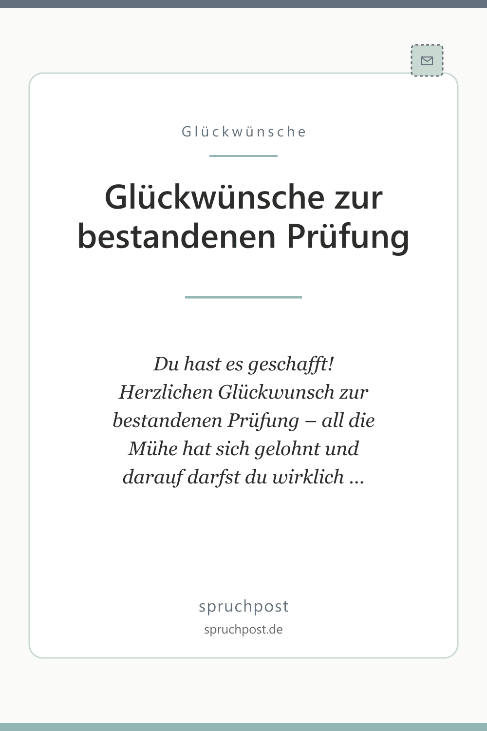 Spruchbild: Glückwünsche zur bestandenen Prüfung