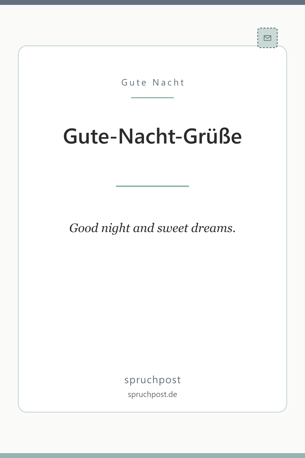 Spruchbild: Englische Gute-Nacht-Grüße