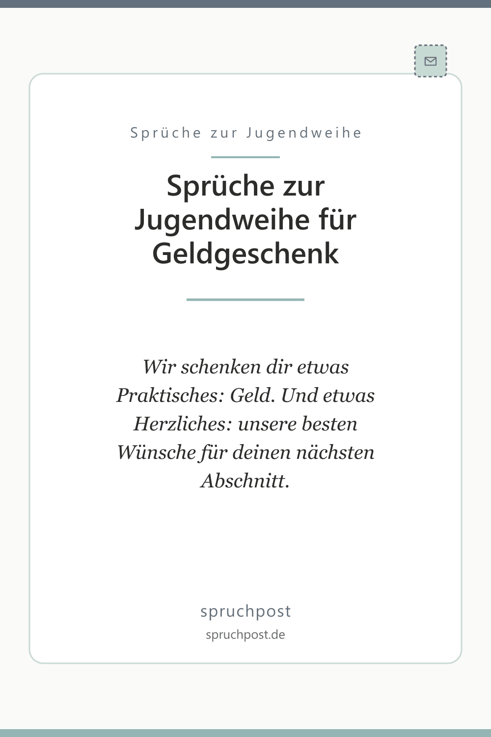 Spruchbild: Sprüche zur Jugendweihe für Geldgeschenk
