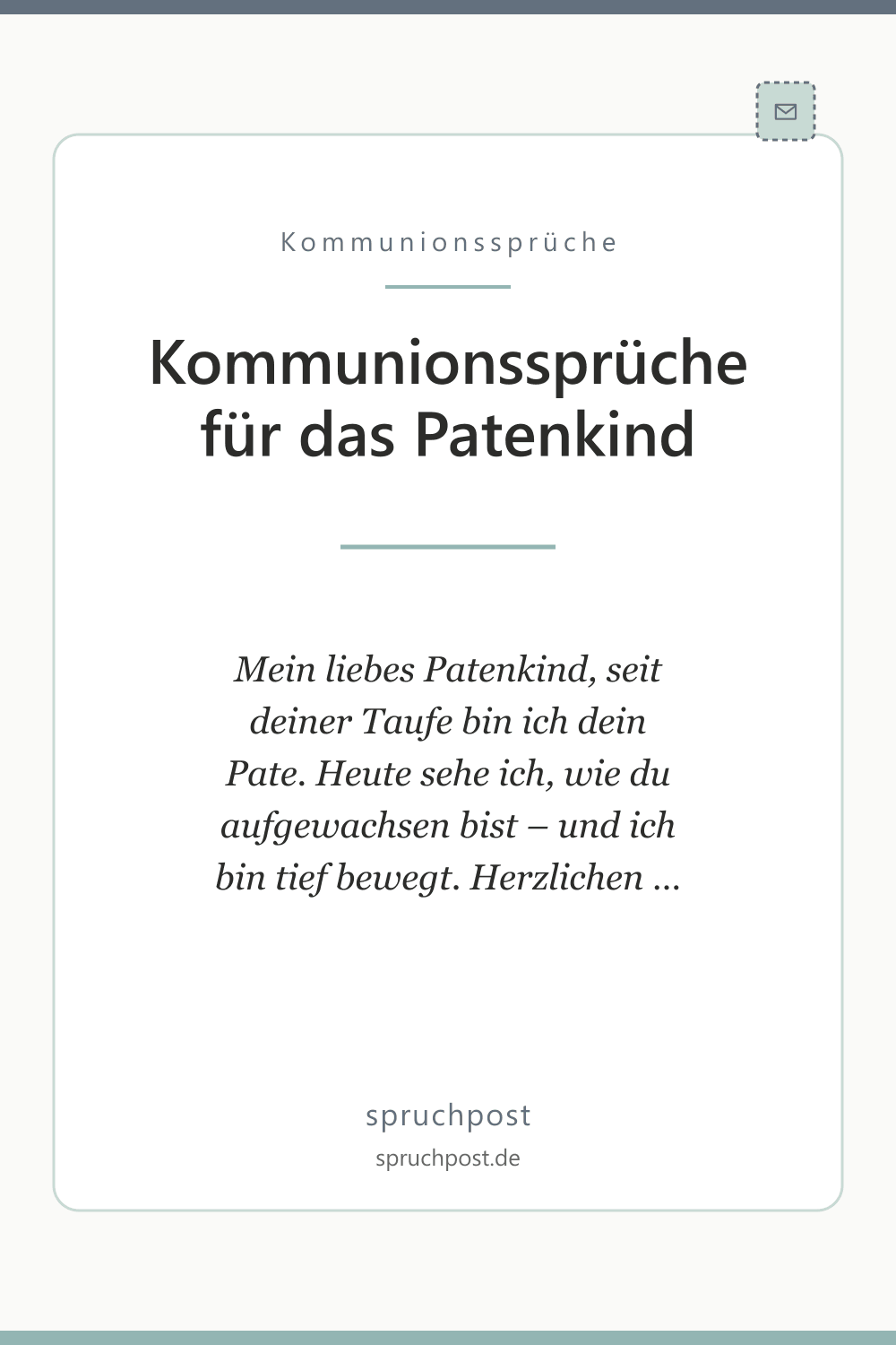 Spruchbild: Kommunionssprüche für das Patenkind