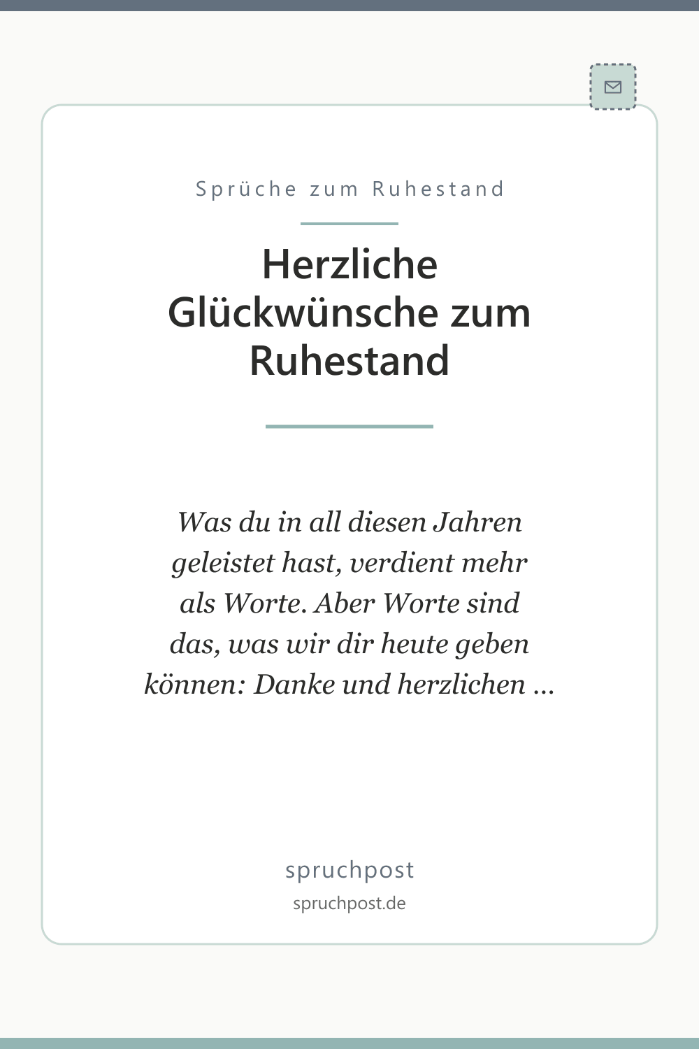 Spruchbild: Herzliche Glückwünsche zum Ruhestand