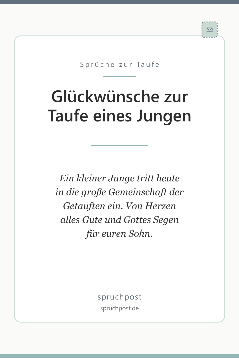 Spruchbild: Glückwünsche zur Taufe eines Jungen