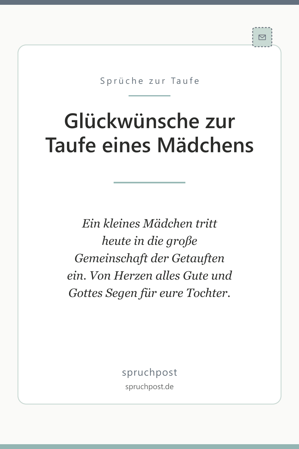Spruchbild: Glückwünsche zur Taufe eines Mädchens